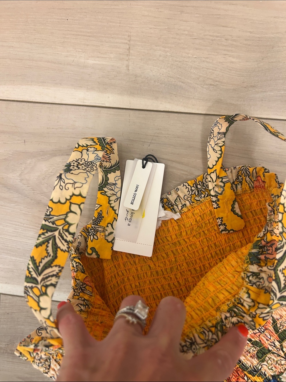 Girls' Yellow Floral Smocked sunflower 🌻 Sundress with Adjustable Straps - Picture 4 of 4